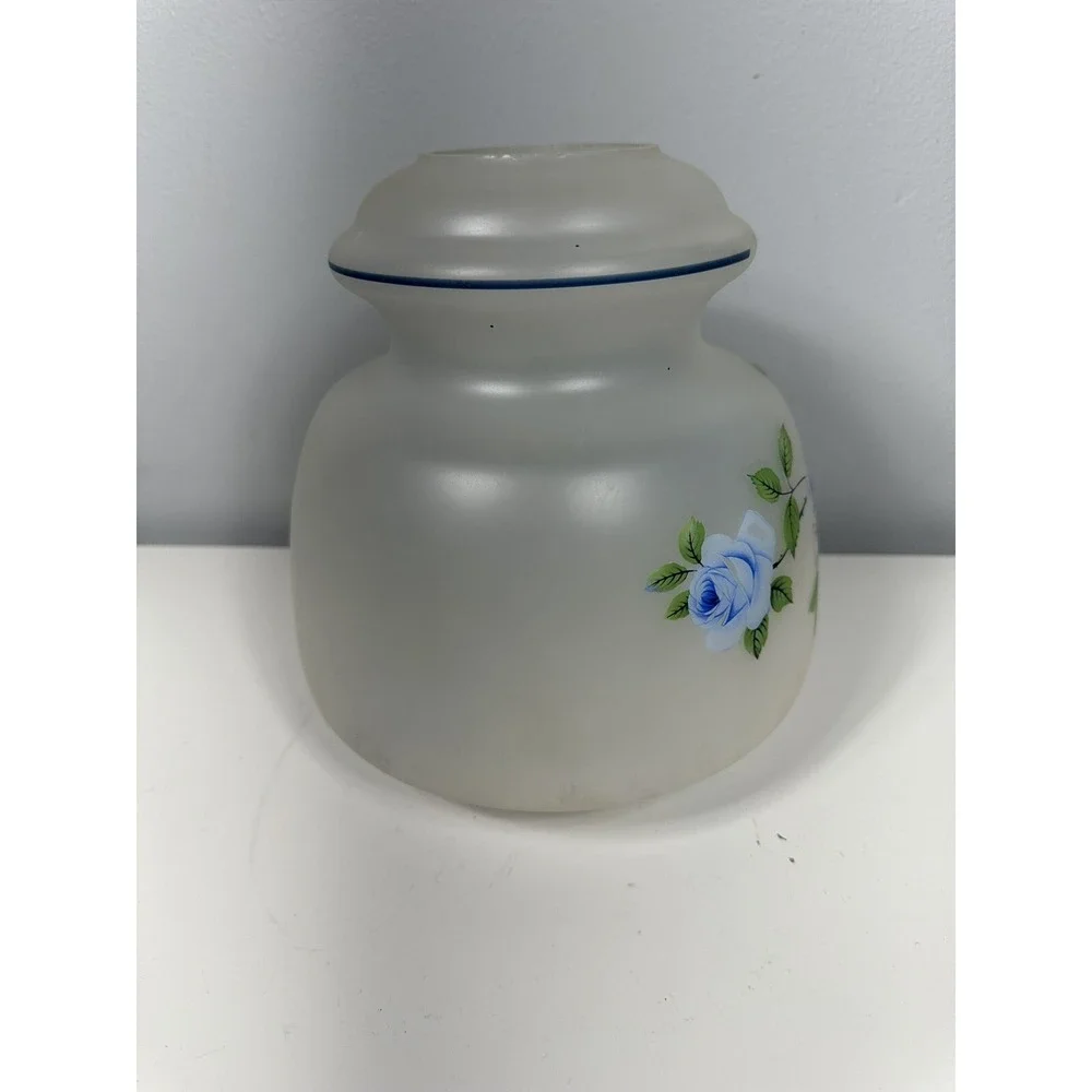 2 Piece Pair‎ Hurricane Lamp Shades Dome Blue Rose Aladdin Oil Electric